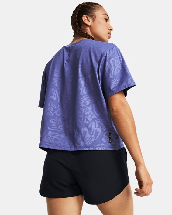 Women's UA Vanish Energy Emboss Crop Short Sleeve in Purple image number 1